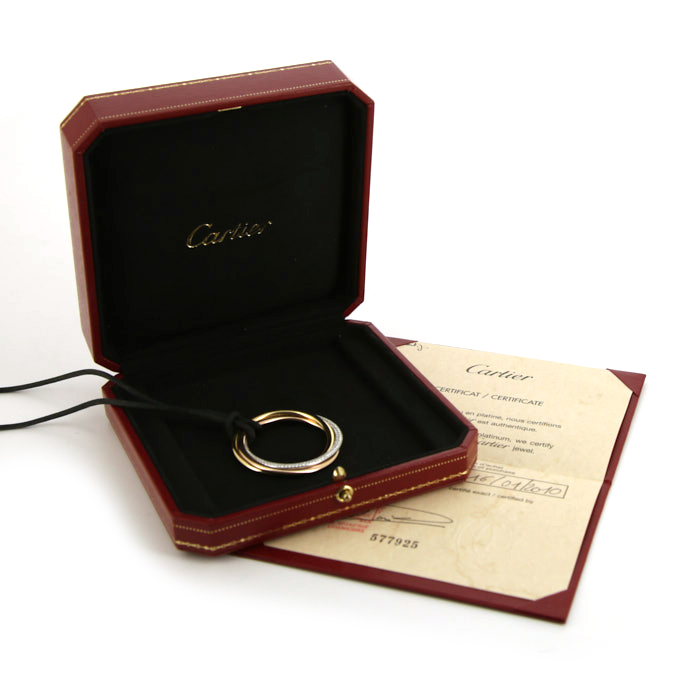 Cartier Trinity large model necklace in 3 golds and diamonds - Detail D5
