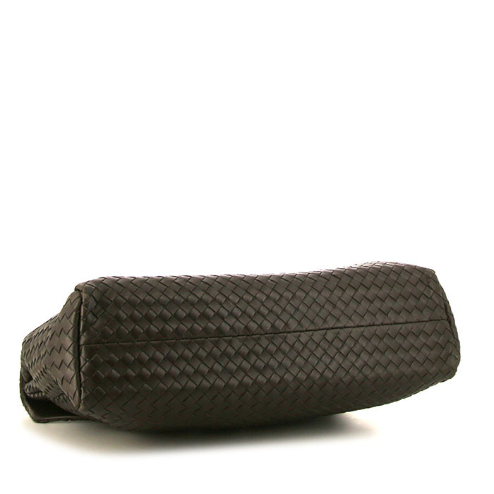 Borsa portadocumenti Bottega Veneta in pelle intrecciata marrone - Detail D4