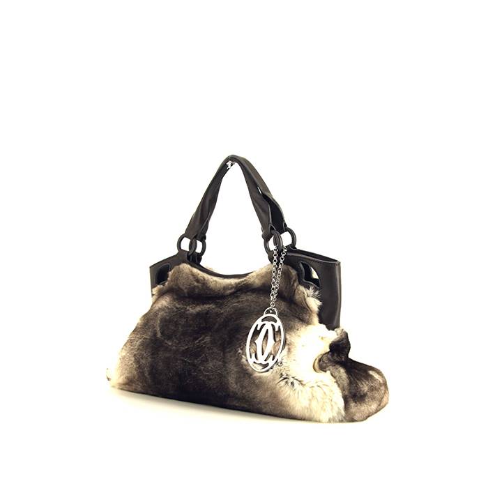 Cartier Marcello handbag in grey furr and grey leather - 00pp