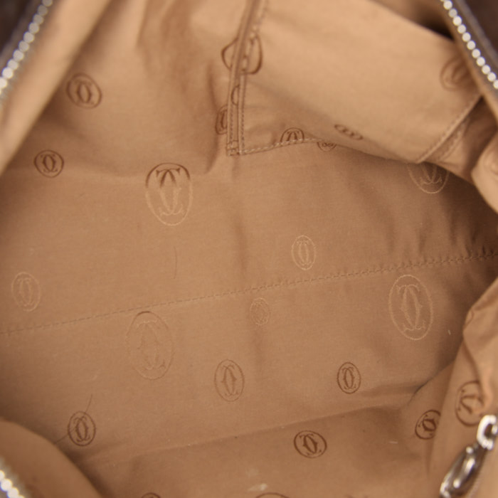 Cartier Marcello handbag in grey furr and grey leather - Detail D2