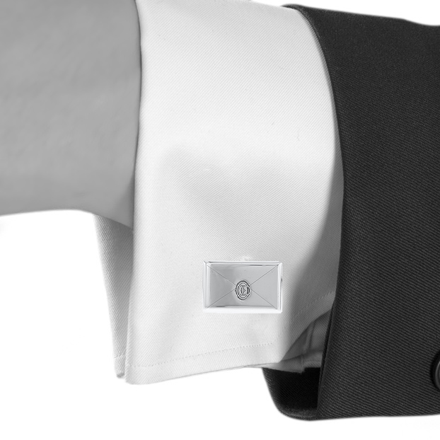 Cartier pair of cufflinks in silver and jasper - Detail D1