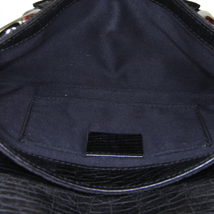 Bolso de mano Gucci Mors en lona monogram negra - Detail D2
