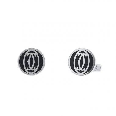 Articulated Cartier C de Cartier pair of cufflinks in silver and enamel