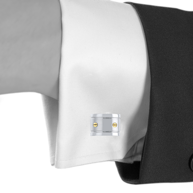 Cartier pair of cufflinks in silver and yellow gold - Detail D1
