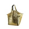 Shopping bag Saint Laurent Downtown modello piccolo in pelle martellata dorata - 00pp thumbnail
