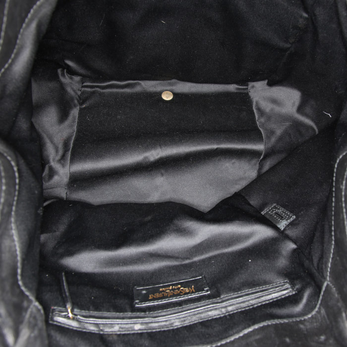 Sac cabas Saint Laurent Downtown petit modèle en cuir grainé doré - Detail D2