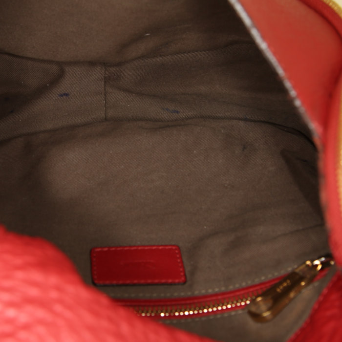 Sac bandoulière Chloé Marcie en cuir rouge - Detail D2