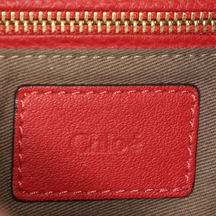 Sac bandoulière Chloé Marcie en cuir rouge - Detail D3