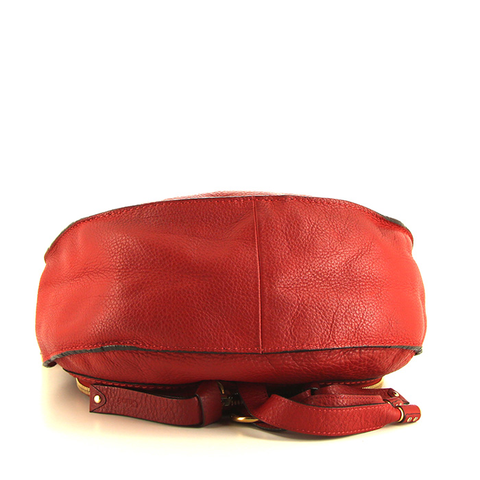 Sac bandoulière Chloé Marcie en cuir rouge - Detail D4