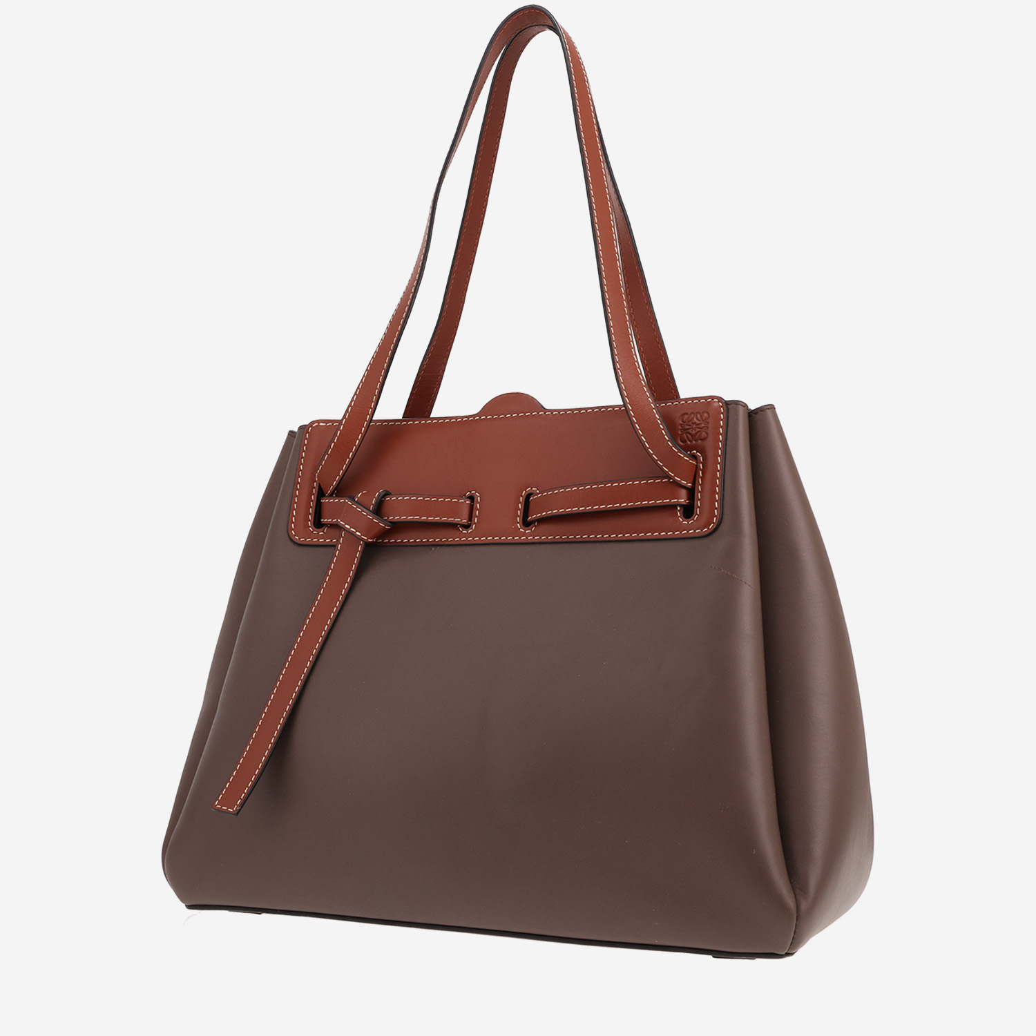 Loewe Lazo handbag in brown leather and taupe leather