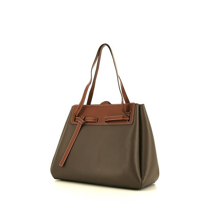 Lazo Handbag In Brown Leather And Taupe Leather