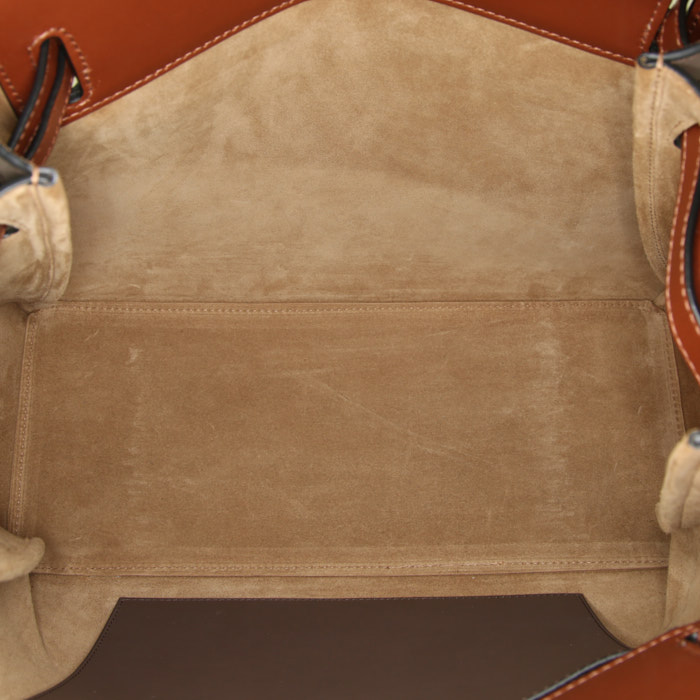 Loewe Lazo handbag in brown leather and taupe leather - Detail D2