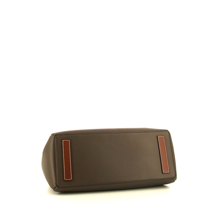 Borsa Loewe Lazo in pelle marrone e pelle color talpa - Detail D4