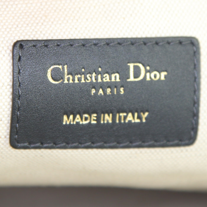 Dior pouch in blue monogram canvas and blue leather - Detail D3