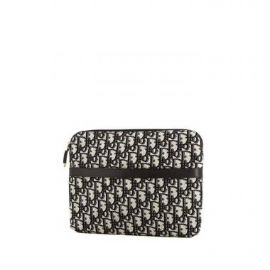 Pochette Dior in tela monogram blu e pelle blu