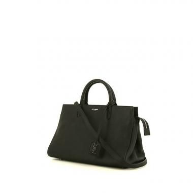 Bolso de mano Saint Laurent Rive Gauche en cuero granulado negro