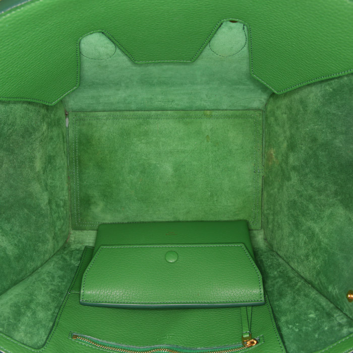 Sac à main Celine Tie Bag moyen modèle en cuir grainé vert - Detail D2