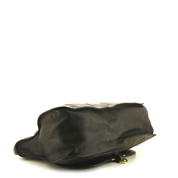 Sac à main Chloé Marcie grand modèle en python vert et cuir vert - Detail D4