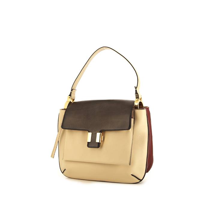 Chloé handbag in beige, burgundy and black leather - 00pp