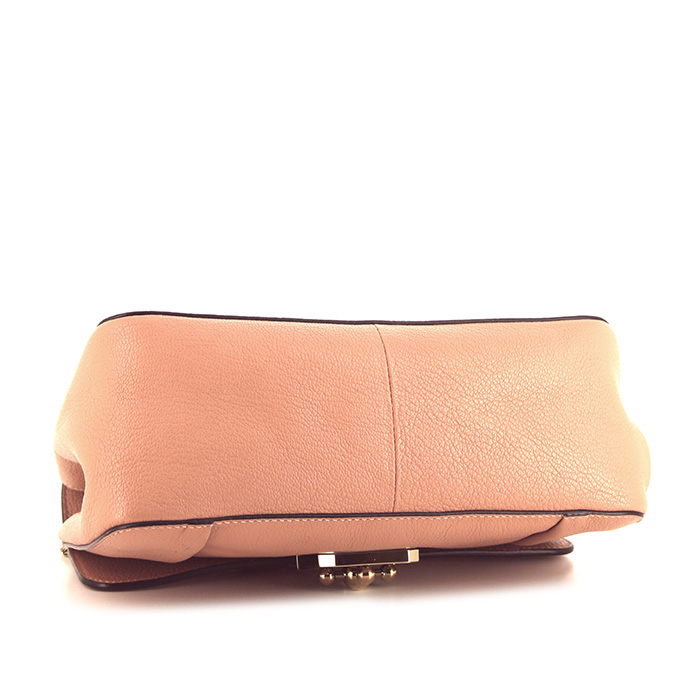 Chloé shoulder bag in pink grained leather - Detail D5