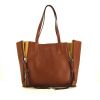 Chloé shopping bag in brown leather and yellow suede - 360 thumbnail