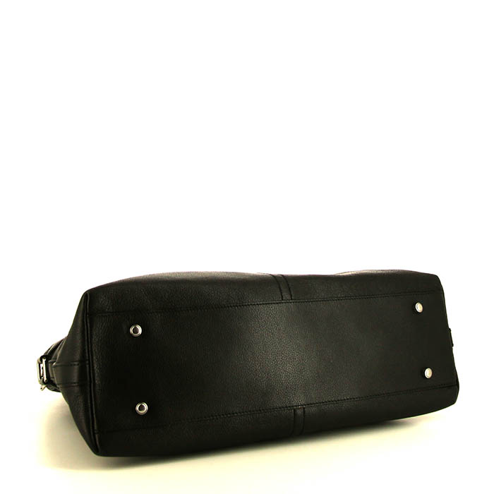 Sac bandoulière Cartier Marcello en cuir grainé noir - Detail D5