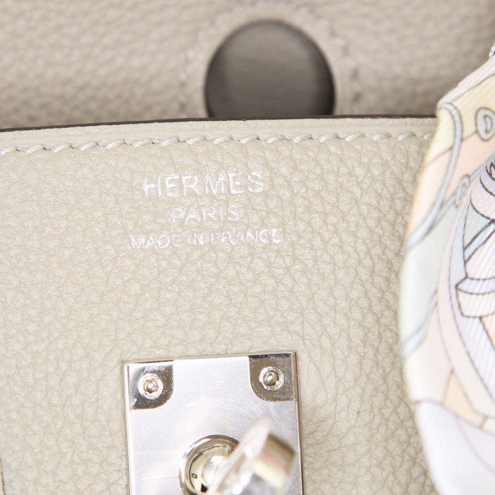 Borsa Hermes Birkin 25 cm in pelle togo verde Sauge - Detail D3