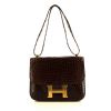 Hermes Constance handbag in brown crocodile - 360 thumbnail