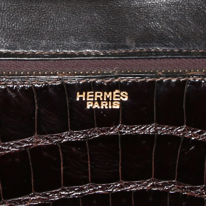 Sac à main Hermes Constance en crocodile marron - Detail D4