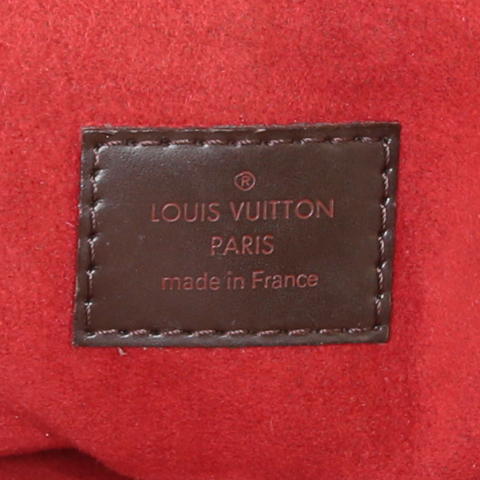 Sac à main Louis Vuitton Trevi petit modèle en toile damier enduite ébène et cuir marron - Detail D4