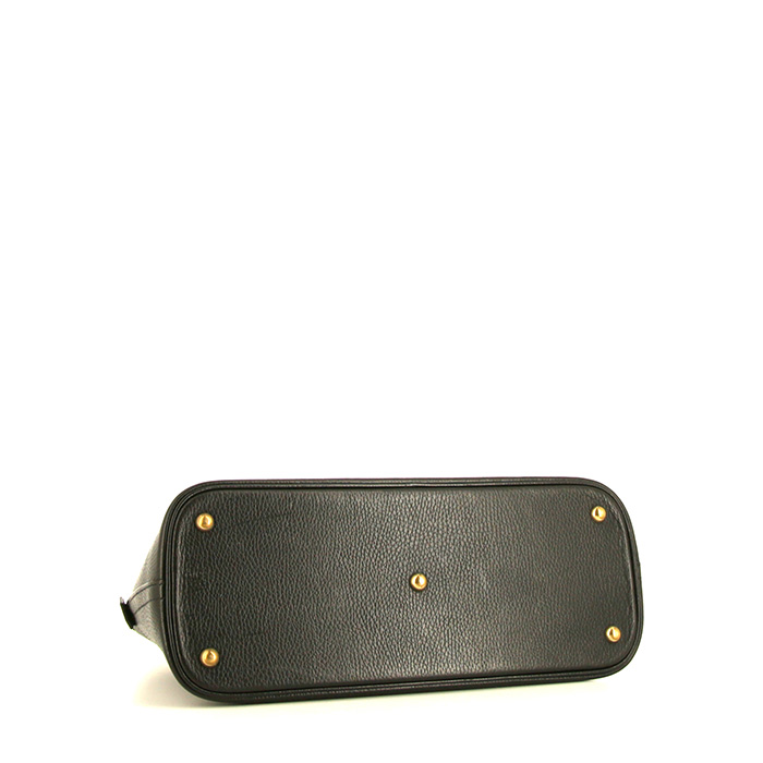 Bolso de mano Hermes Bolide modelo grande en cuero Fjord negro - Detail D4