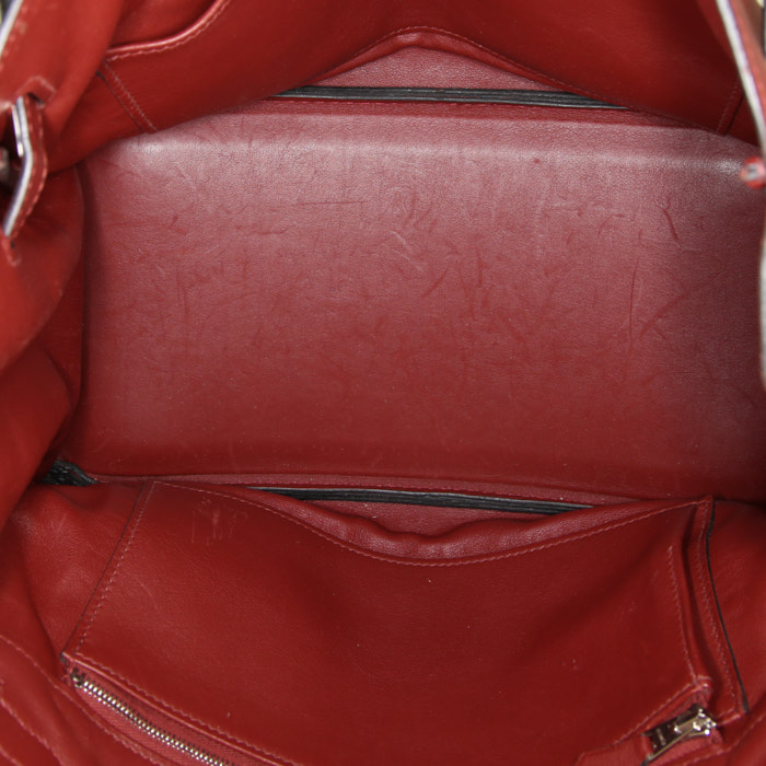 Sac à main Hermes Birkin 30 cm en cuir Swift rouge H - Detail D2
