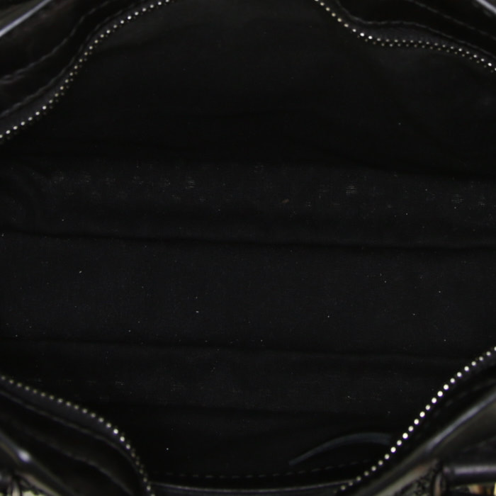 Bolso de mano Balenciaga Classic City mini en cuero negro y raffia negra - Detail D3