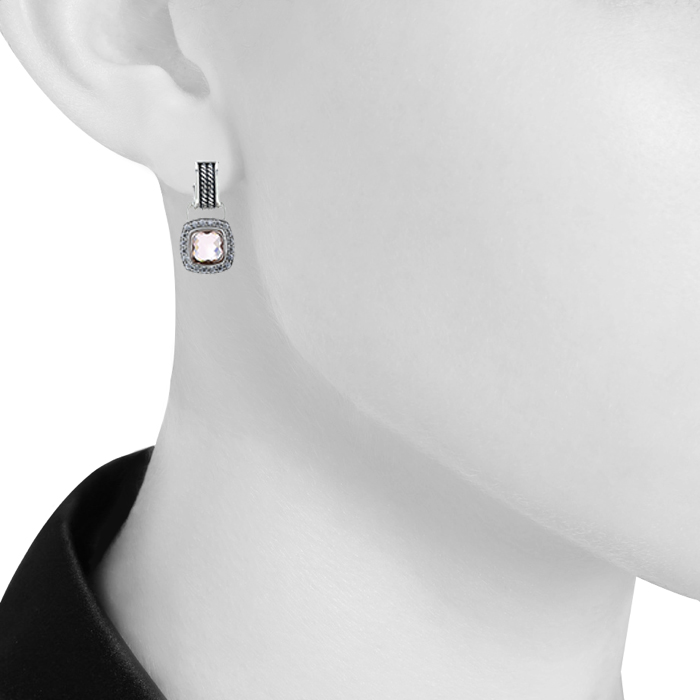 David Yurman Albion earrings in silver,  diamonds and morganite