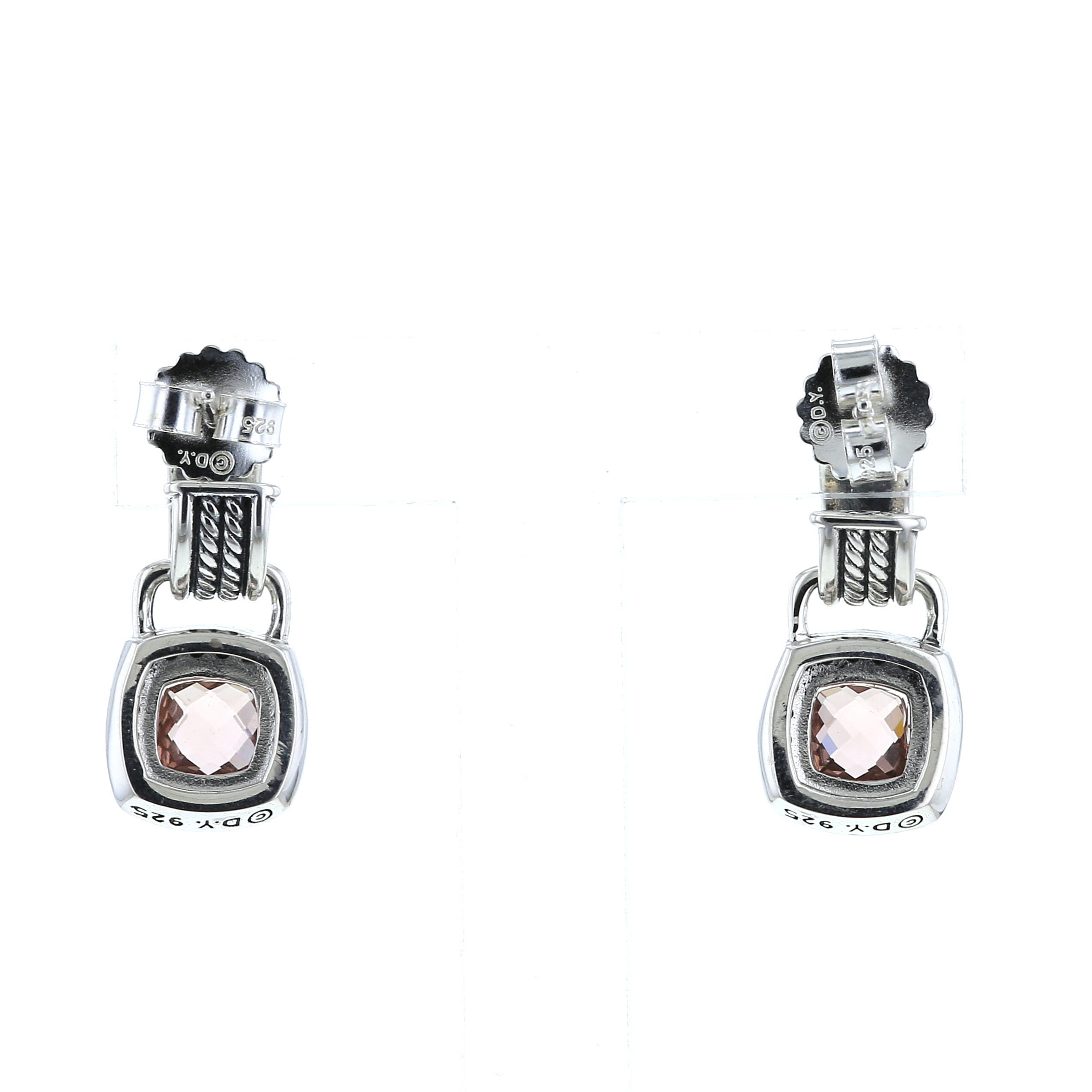 Pendientes David Yurman Albion en plata,  diamantes y morganita - Detail D4