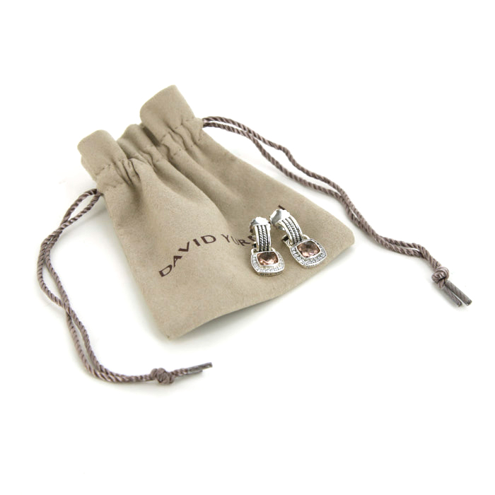 Paire de boucles d'oreilles à transformation David Yurman Albion en argent,  diamants et morganite - Detail D5