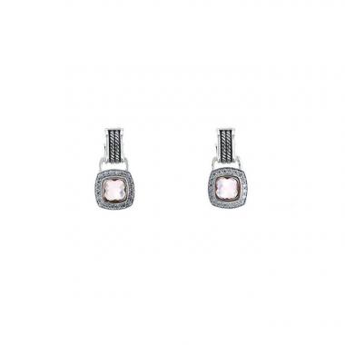 Pendientes David Yurman Albion en plata,  diamantes y morganita