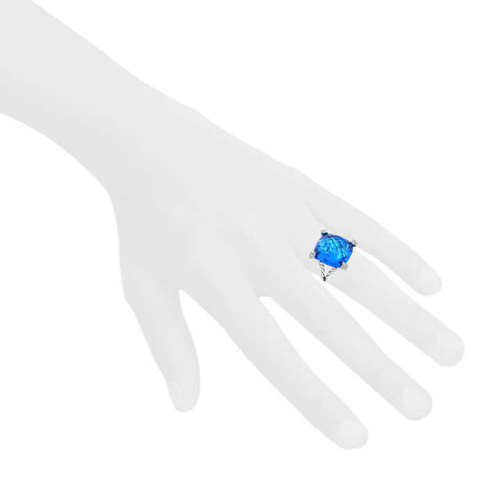 David Yurman Cushion On Point ring in silver,  topaz and diamonds - Detail D1