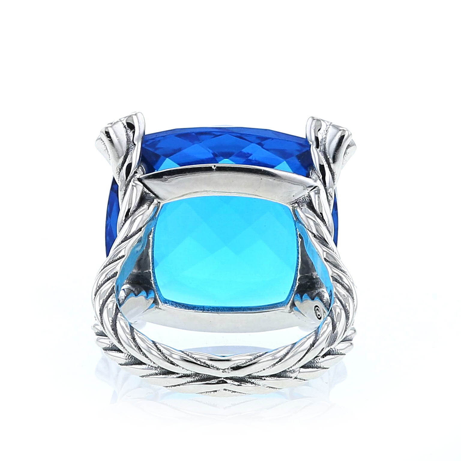 David Yurman Cushion On Point ring in silver,  topaz and diamonds - Detail D3