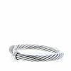 Rigid David Yurman Cable Classique bracelet in silver and diamonds - Detail D2 thumbnail