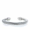 Rigid David Yurman Cable Classique bracelet in silver and diamonds - Detail D3 thumbnail
