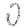 Rigid David Yurman Cable Classique bracelet in silver and diamonds - Detail D4 thumbnail