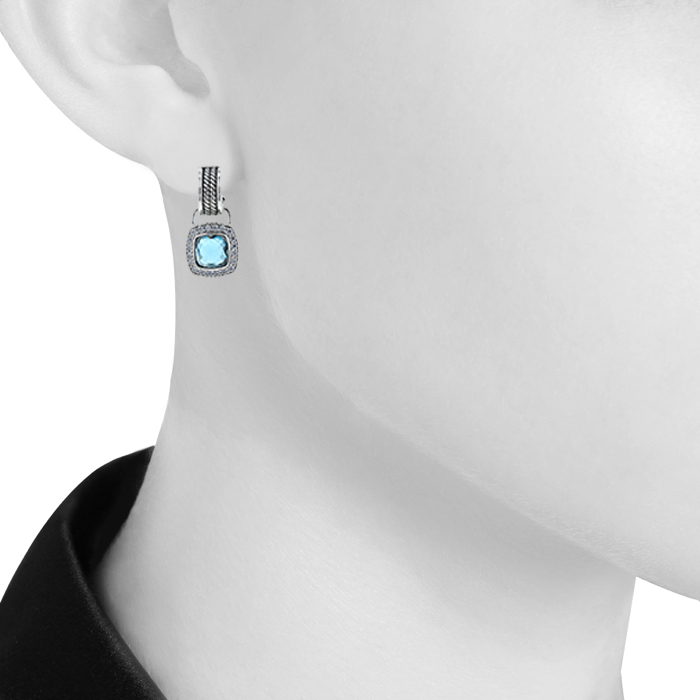 Pendientes David Yurman Albion en plata,  topacios y diamantes - Detail D1