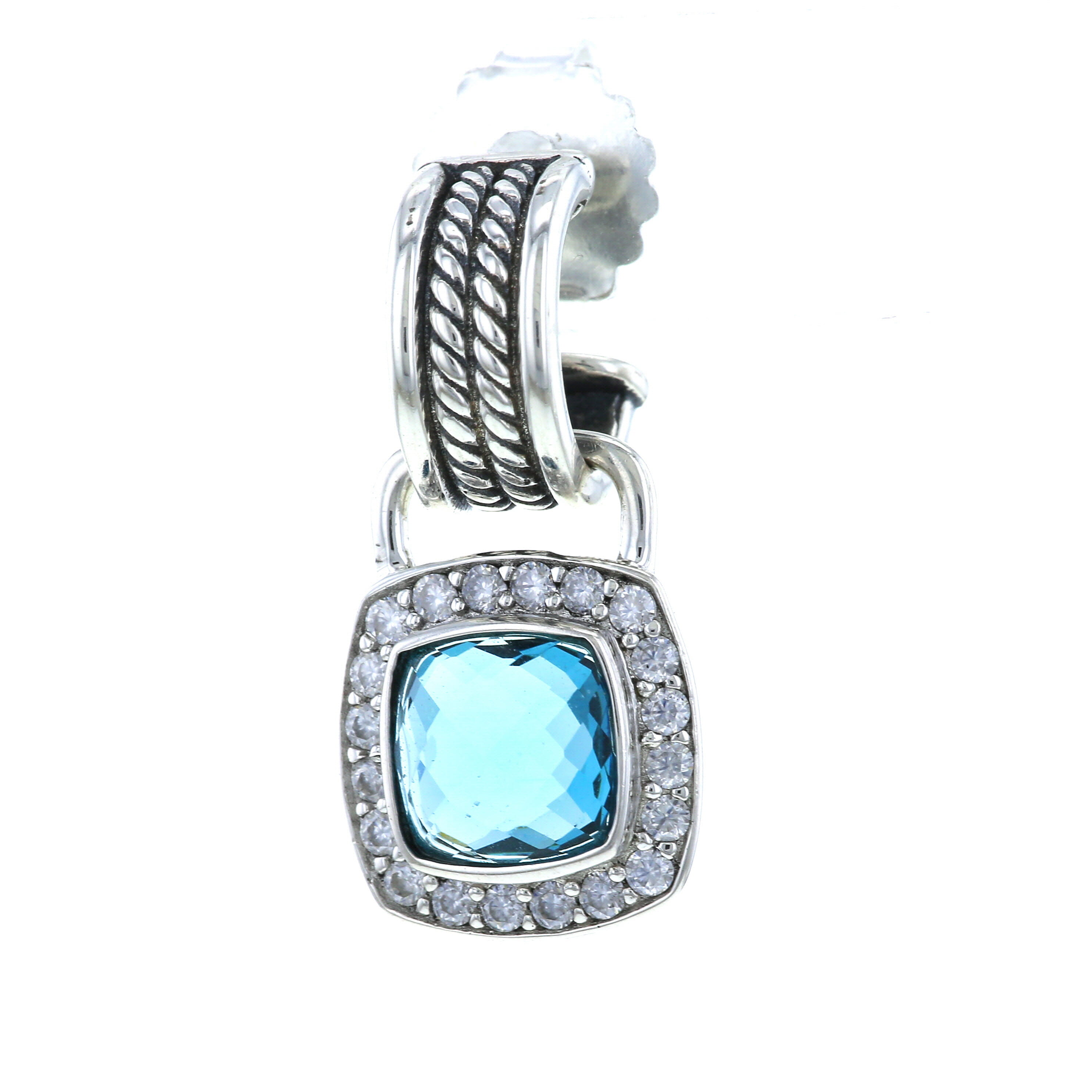 Pendientes David Yurman Albion en plata,  topacios y diamantes - Detail D2