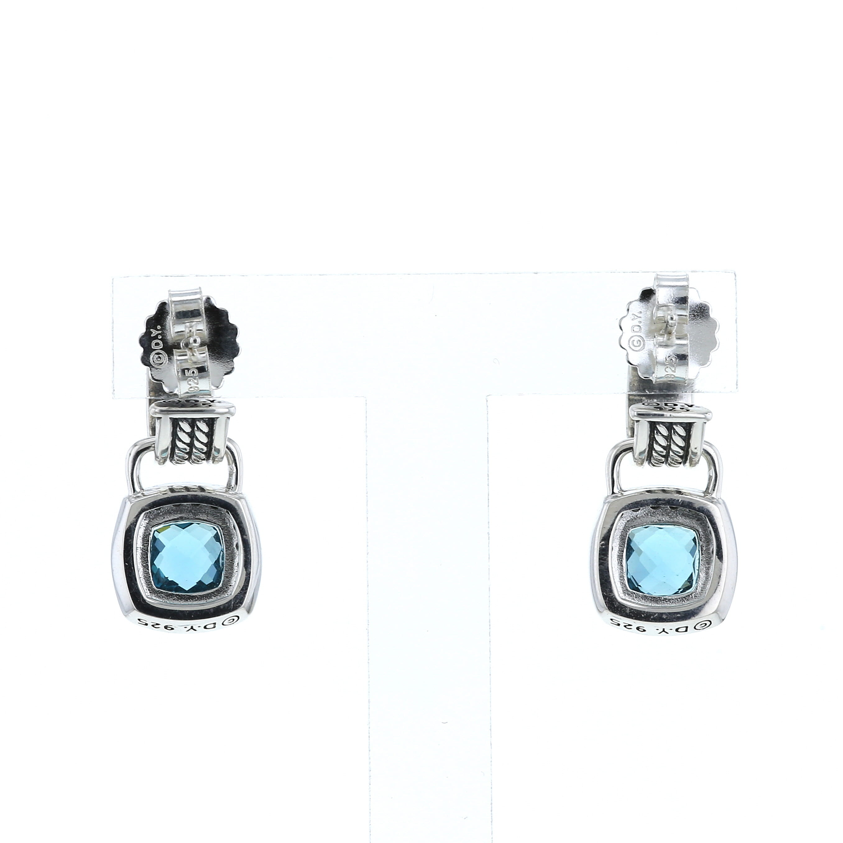 Pendientes David Yurman Albion en plata,  topacios y diamantes - Detail D4