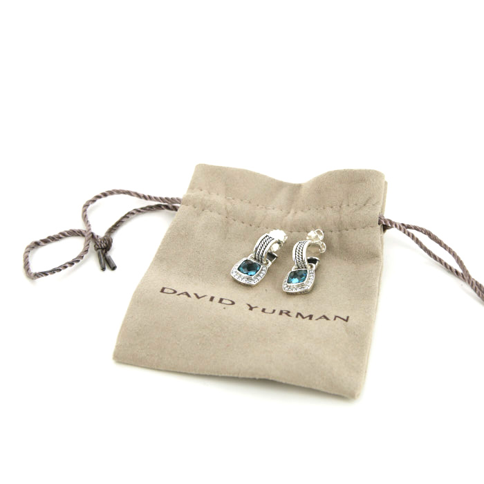 Pendientes David Yurman Albion en plata,  topacios y diamantes - Detail D5