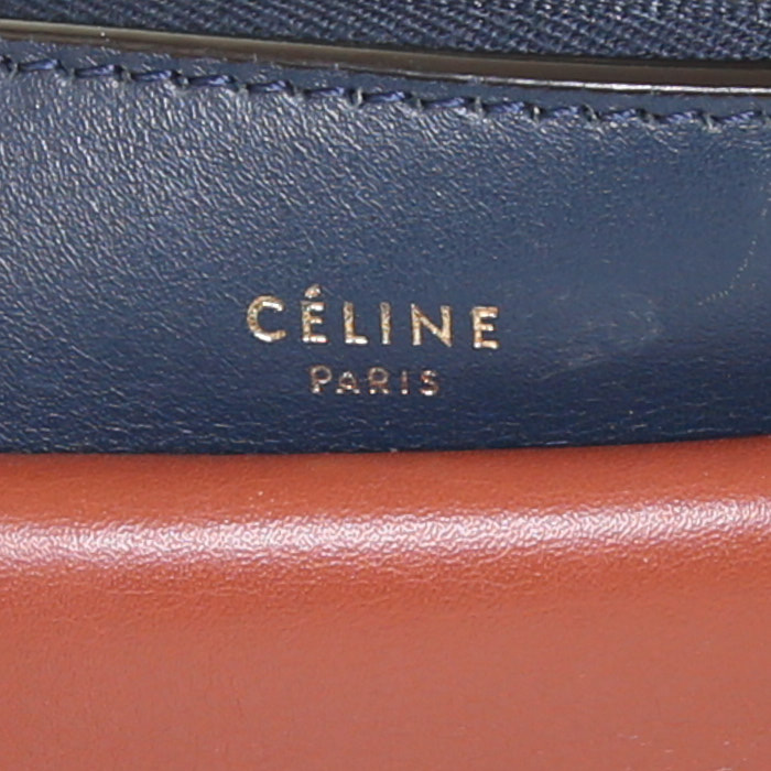 Bolso bandolera Celine en cuero tricolor azul verdoso, rojo y azul oscuro - Detail D3