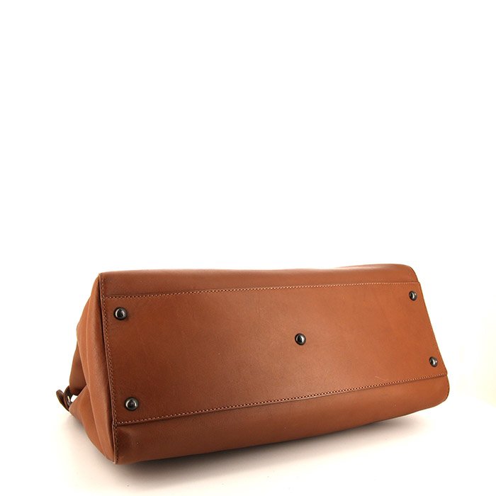 Fendi Peekaboo large model handbag in brown leather - Detail D5