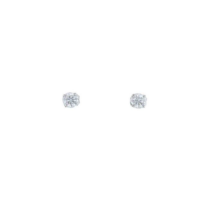 Paire de puces d'oreilles en or blanc et diamants (2 x 0,50 ct) - 00pp