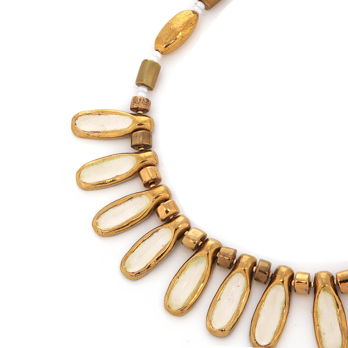 Mithé Espelt, Necklace, jewellery in embossed and glazed earthenware, crackled gold, from the 1950's - Detail D1